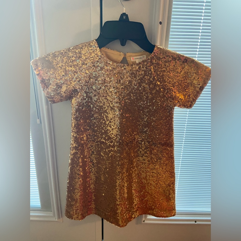 Little girls  Crewcuts Shimmering Gold Sequin Dress size 4. Excellent condition